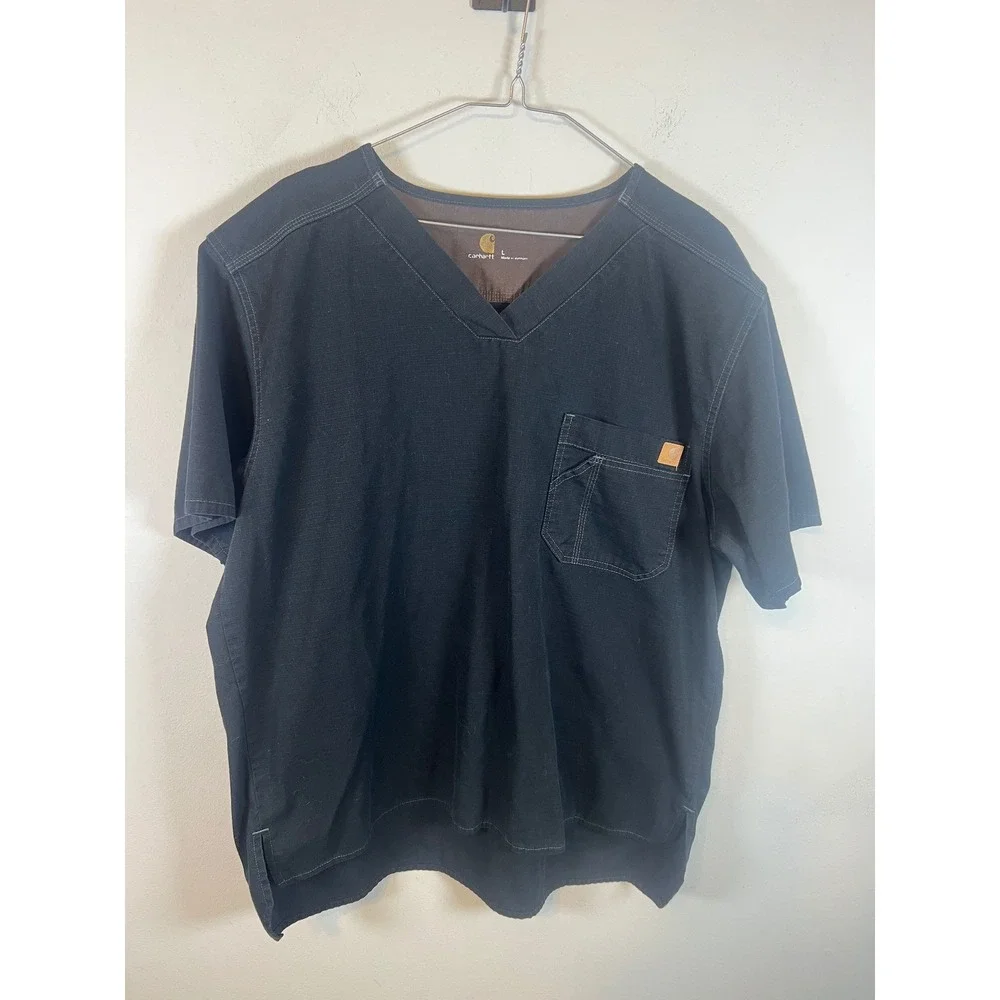 Carhartt Mens Scrub Top Ripstop Pocket Black Large